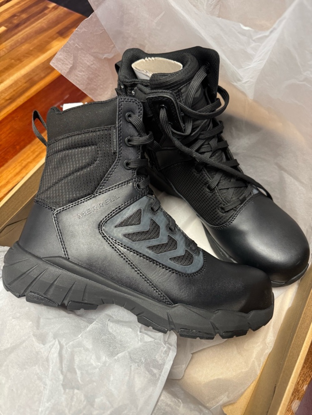 Merrell Men's Black Tactical Boots — All-Weather Lace-Up